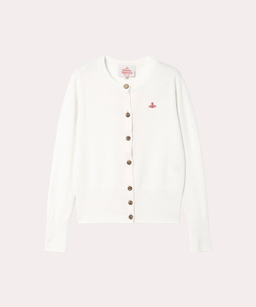 ウーレンベーシック クルーネックカーディガン(ホワイト)（レディース