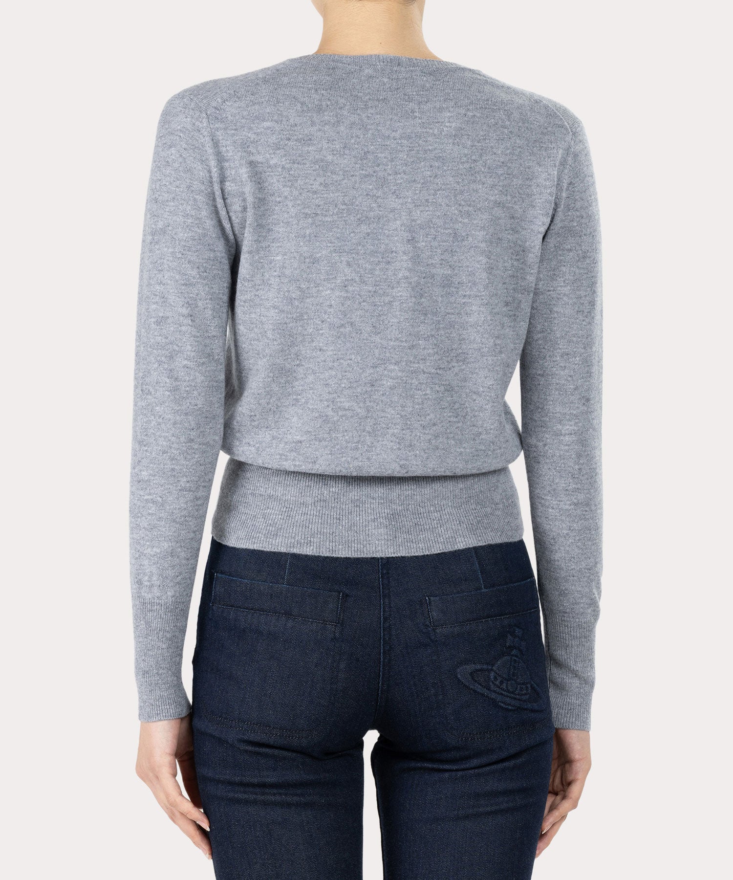 ウーレンベーシック クルーネックカーディガン(グレー)（レディース