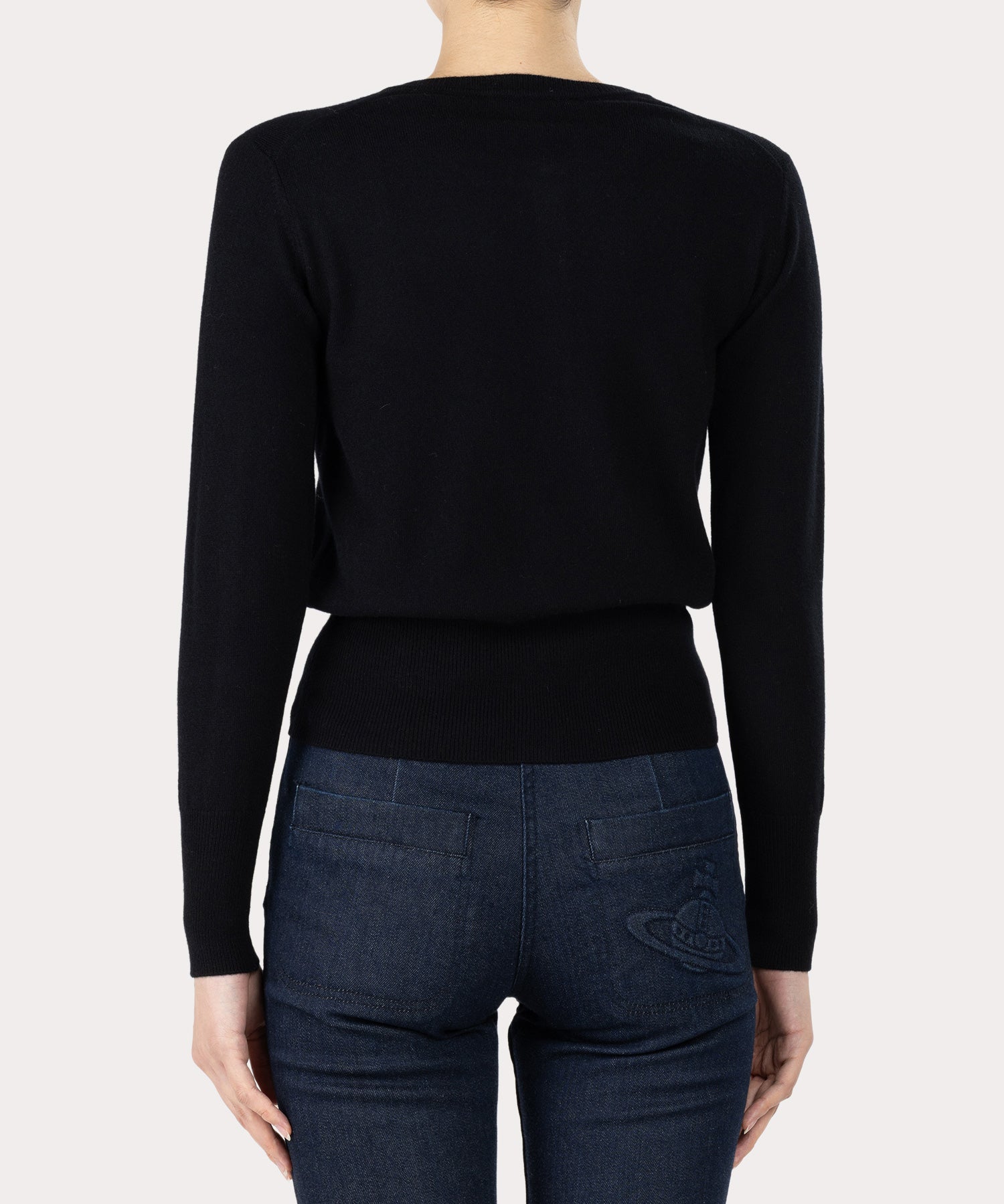 ウーレンベーシック クルーネックカーディガン(ブラック)（レディース