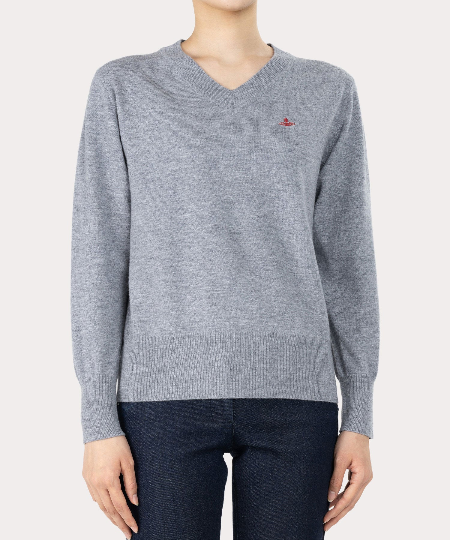 ウーレンベーシック Vネックニット(グレー)（レディース）（1612152018