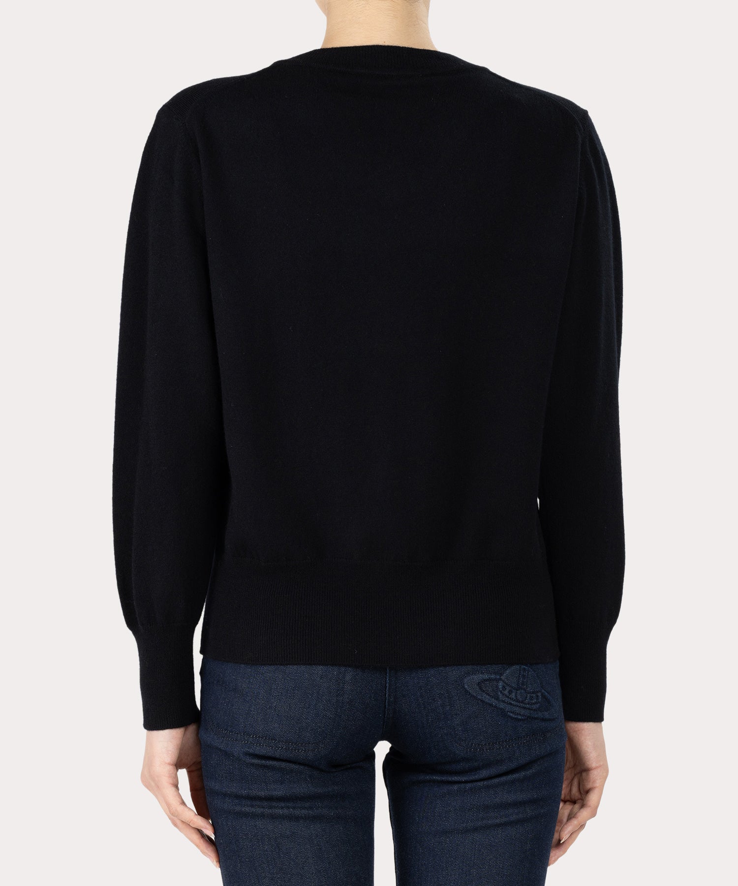 ウーレンベーシック Vネックニット(ブラック)（レディース