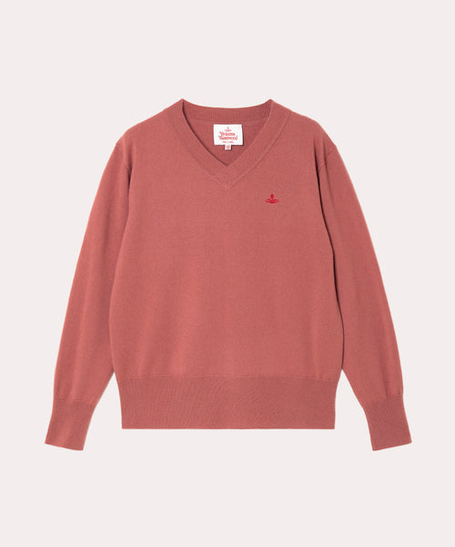 ウーレンベーシック Vネックニット(レッド)（レディース）（1612152018