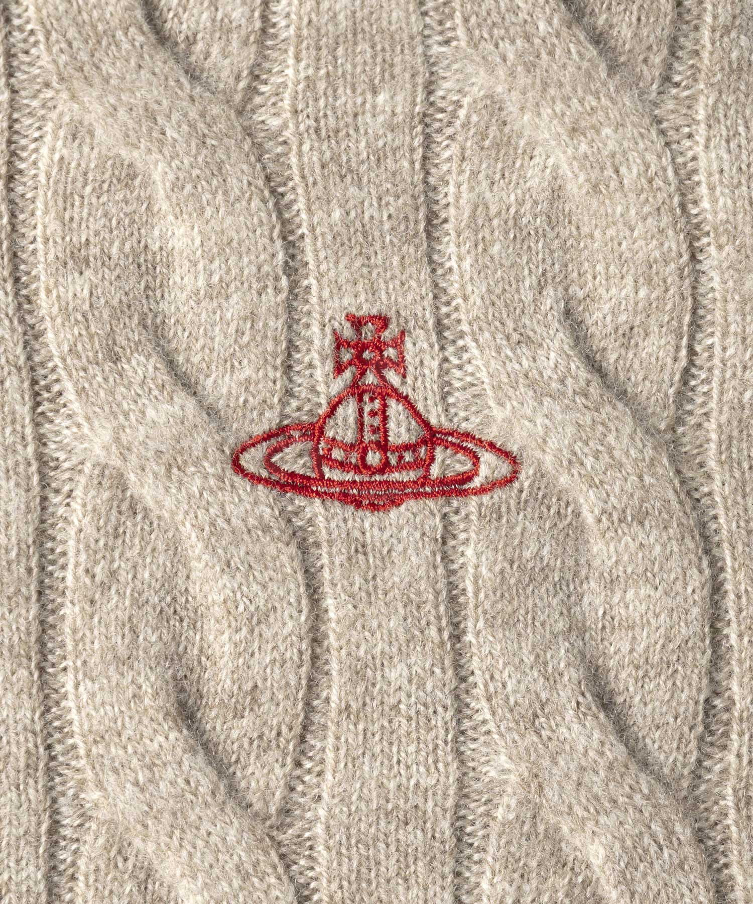 ウーレンケーブル クルーネックカーディガン(ベージュ)（レディース