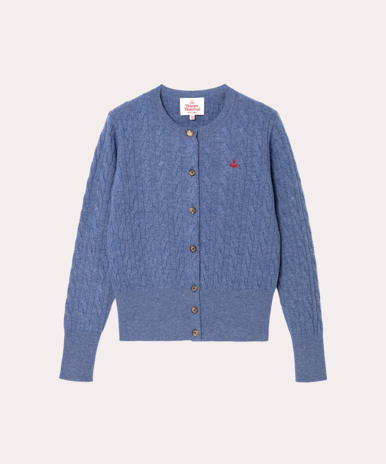 ヴィヴィアンウエストウッド ウーレンケーブルクルーネックカーディガン 現行品 ウーレンケーブル クルーネックカーディガン(ブルー