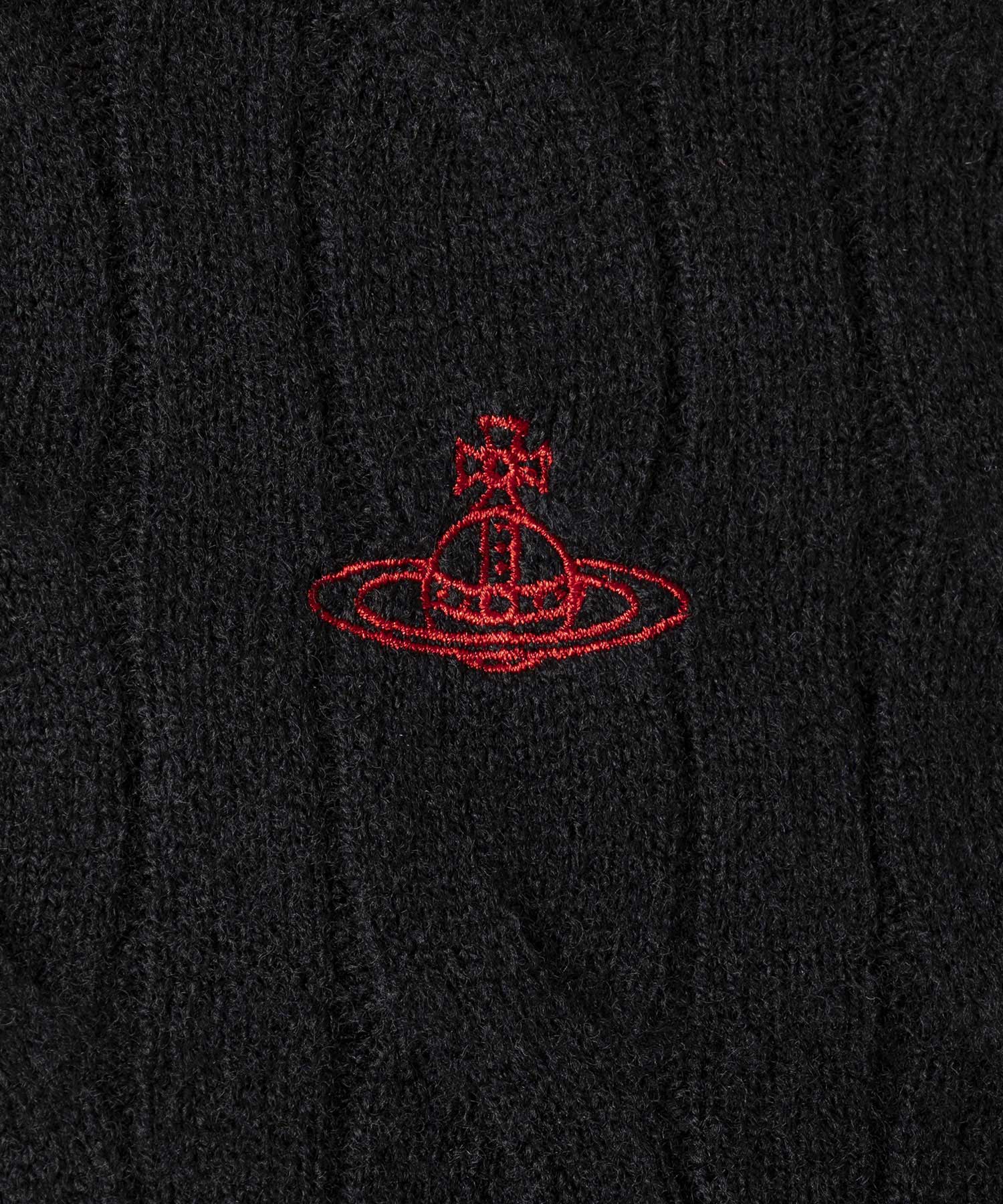 ウーレンケーブル クルーネックニット(ブラック)（レディース