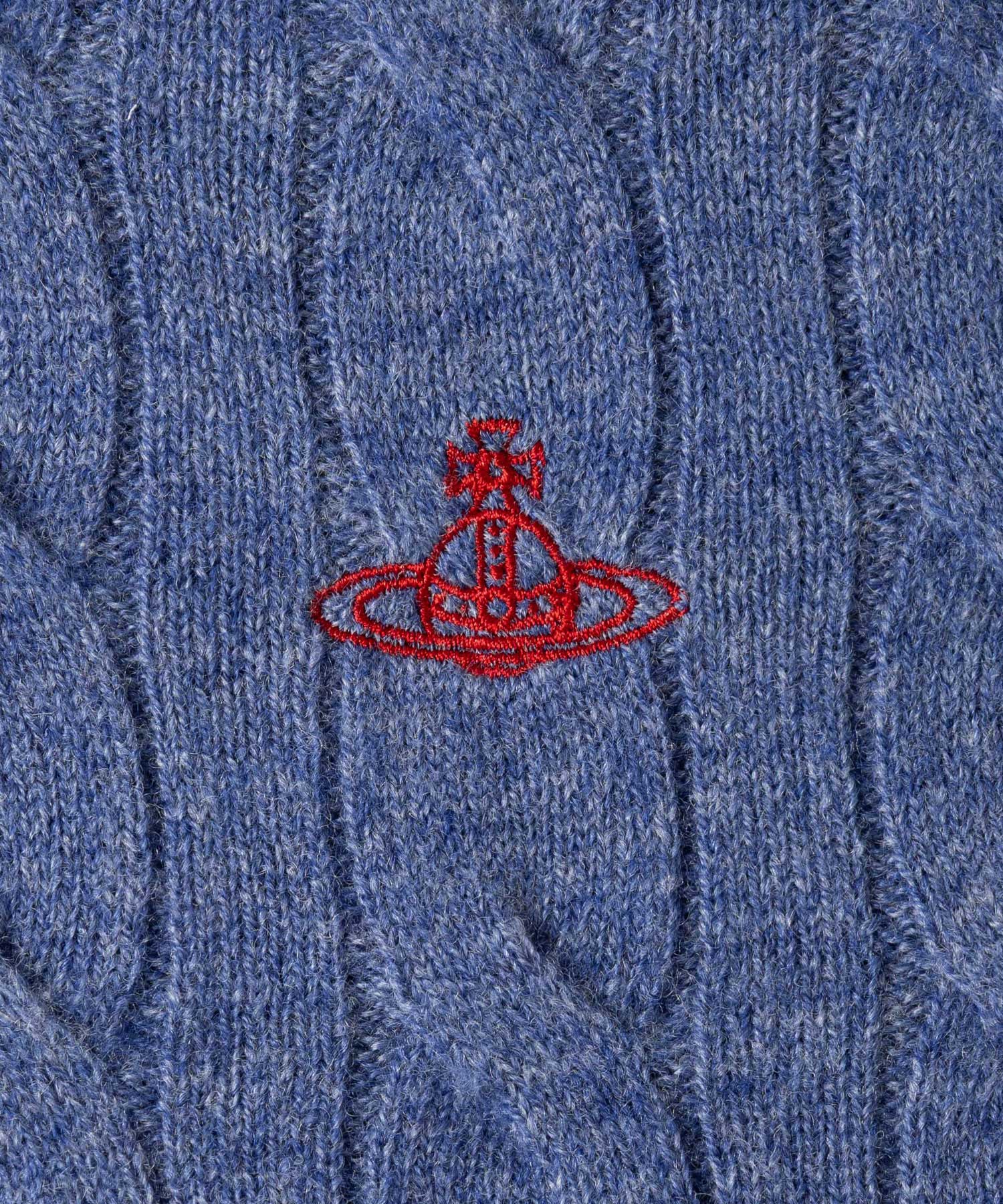 ウーレンケーブル クルーネックニット(ブルー)（レディース