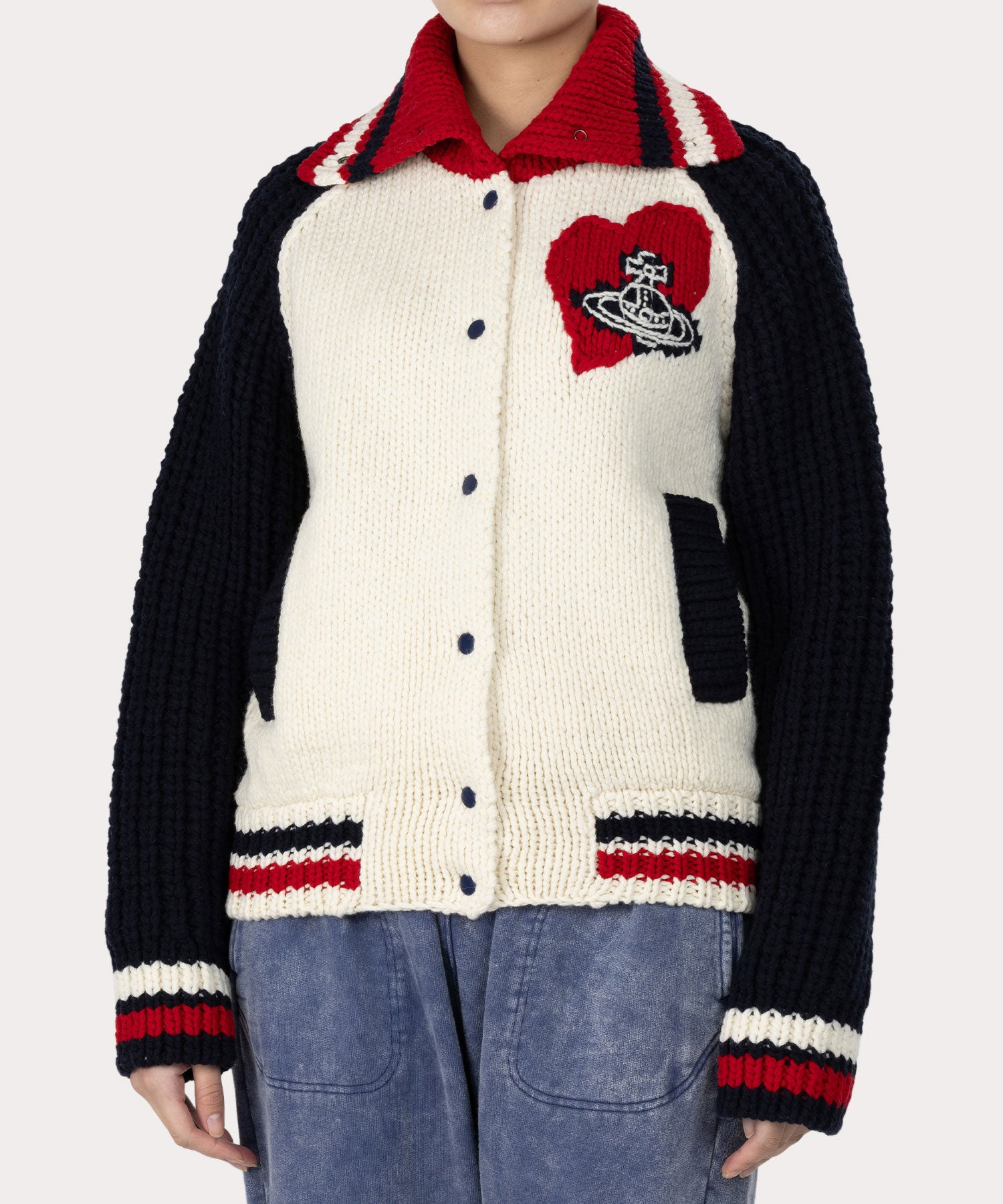 エアーウールコンパクトニット スタジャン(オフホワイト系