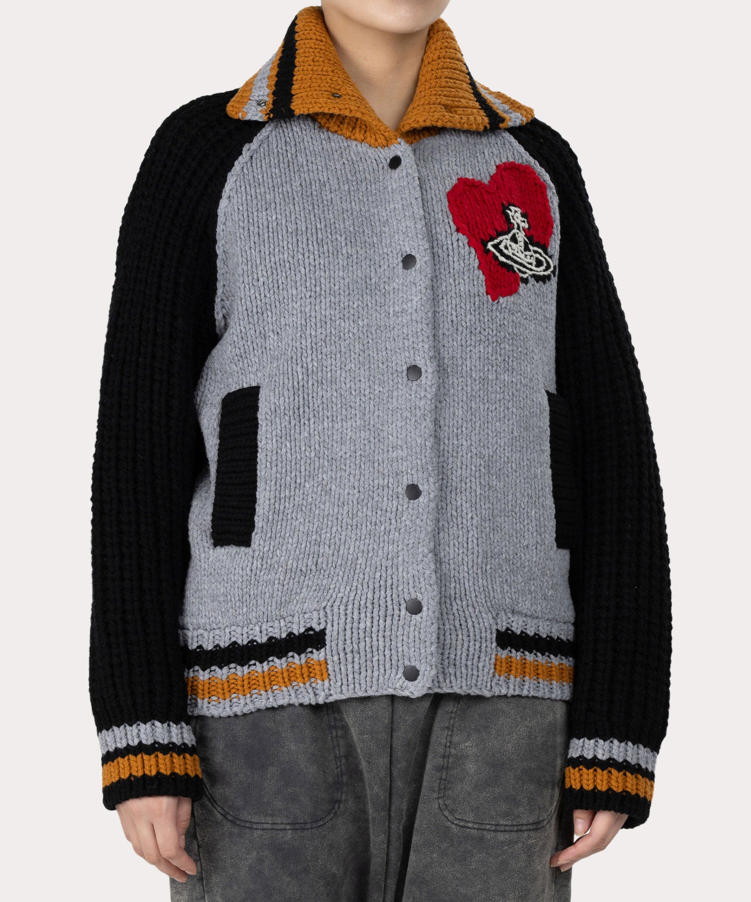 エアーウールコンパクトニット スタジャン(グレー系)（レディース