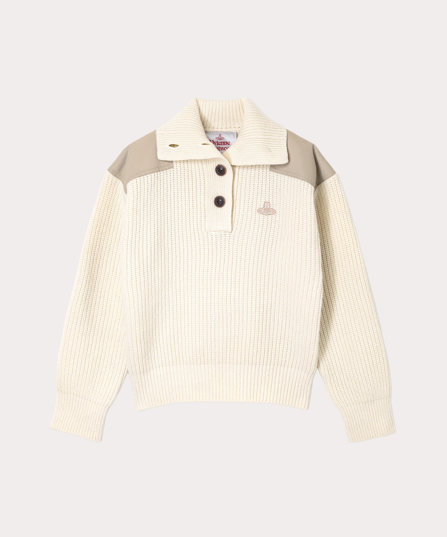 ミリタリーパッチ ローゲージニット(ホワイト)（レディース