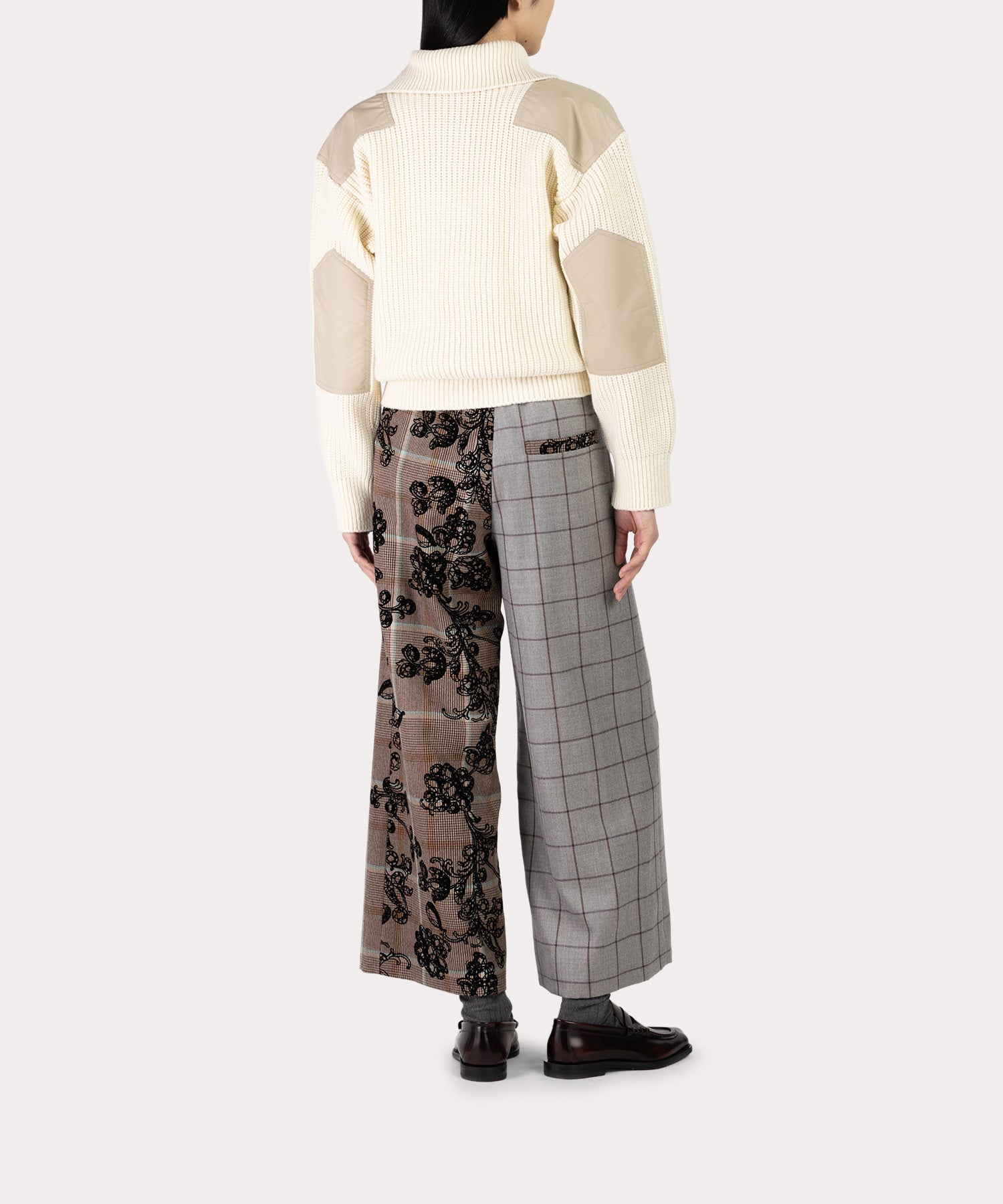 ミリタリーパッチ ローゲージニット(ホワイト)（レディース