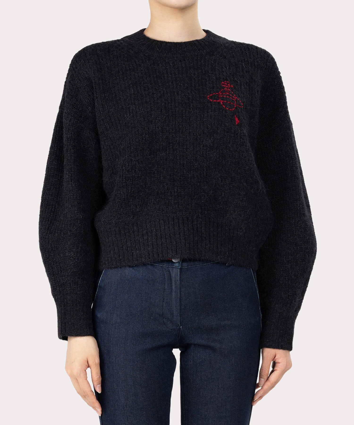 ヘアリーニット プルオーバー(ブラック)（レディース）（1612152024