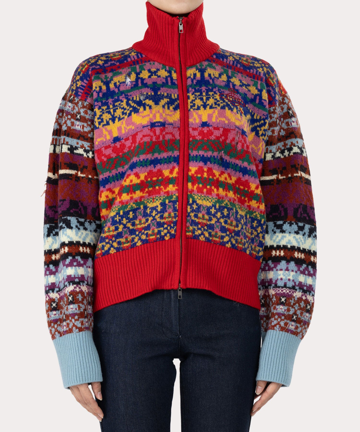 フェアアイルニット ジップブルゾン(ピンク系)（レディース