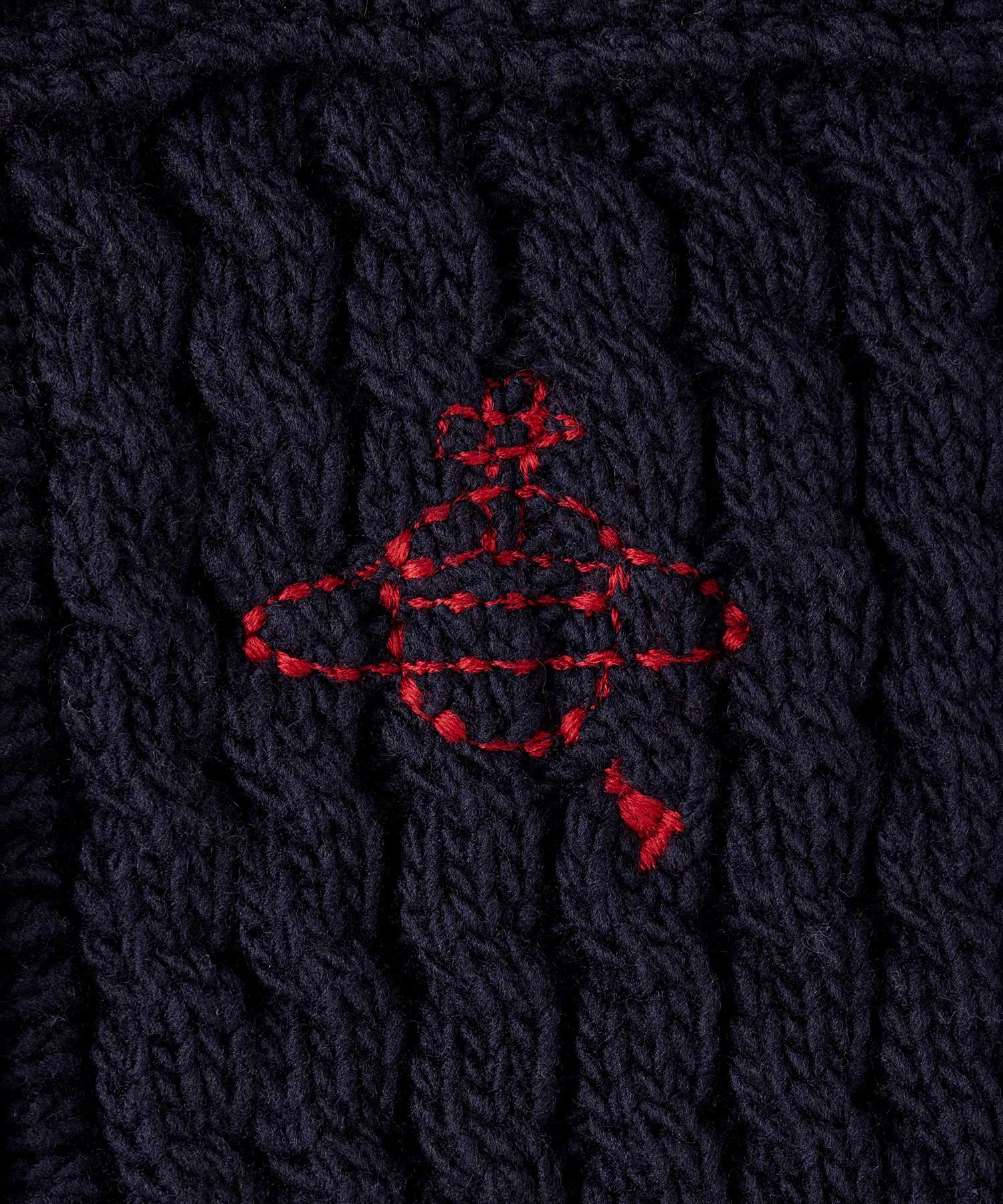 パッチワーク ケーブルニット(ブルー)（レディース）（1612152028