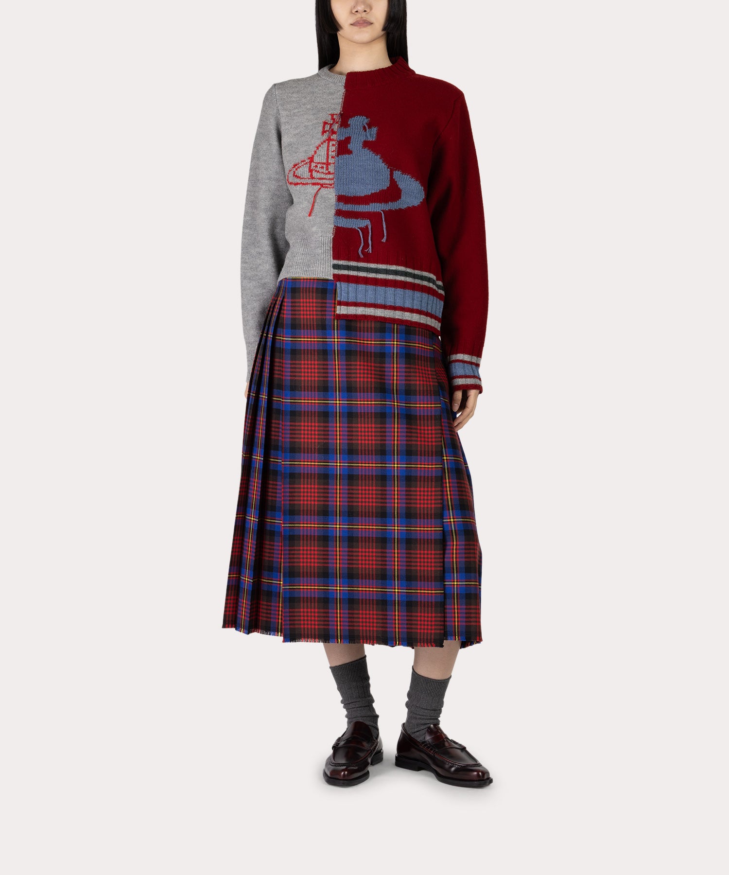 HALF & HALF クルーネックニット(レッド)（レディース）（1612152029