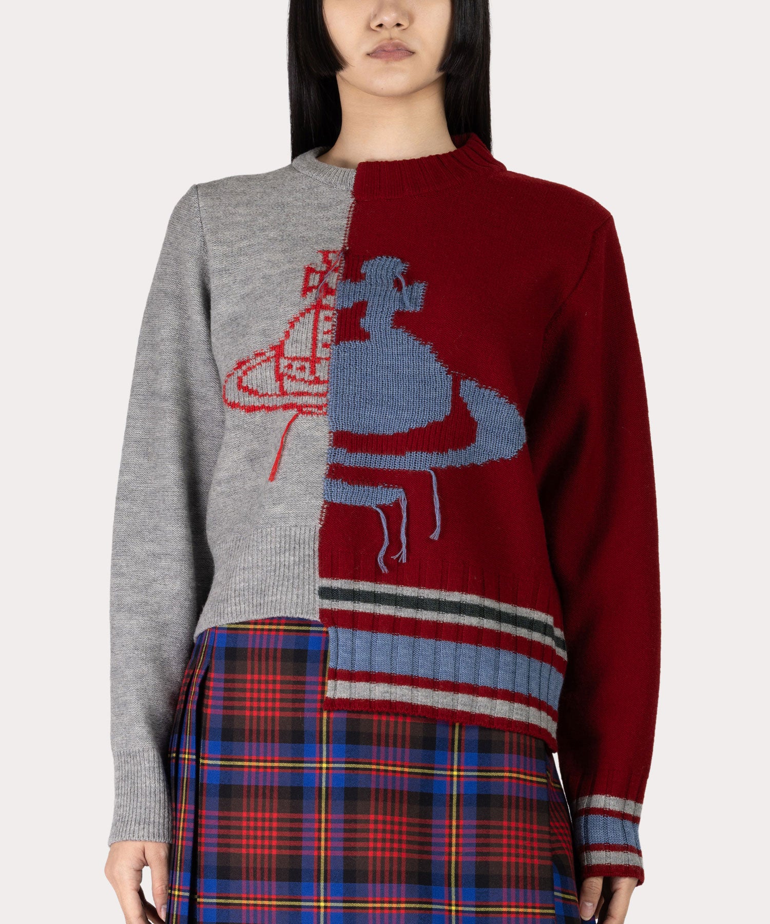 HALF & HALF クルーネックニット(レッド)（レディース）（1612152029