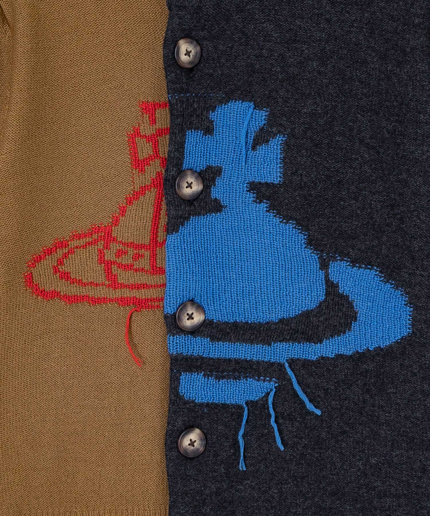 HALF & HALF クルーネックカーディガン(グレー)（レディース