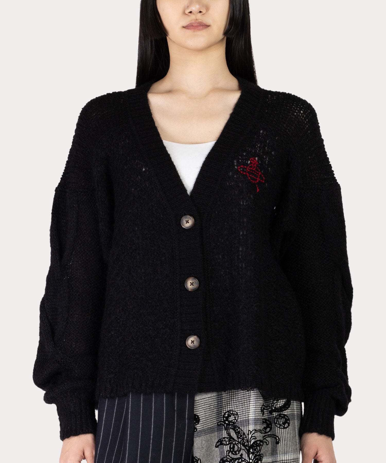 ヴィヴィアンウエストウッド　カーディガン　M　1度着用のみ　ブラック 裏毛スナップ カーディガン(ブラック)（レディース）（1612452004