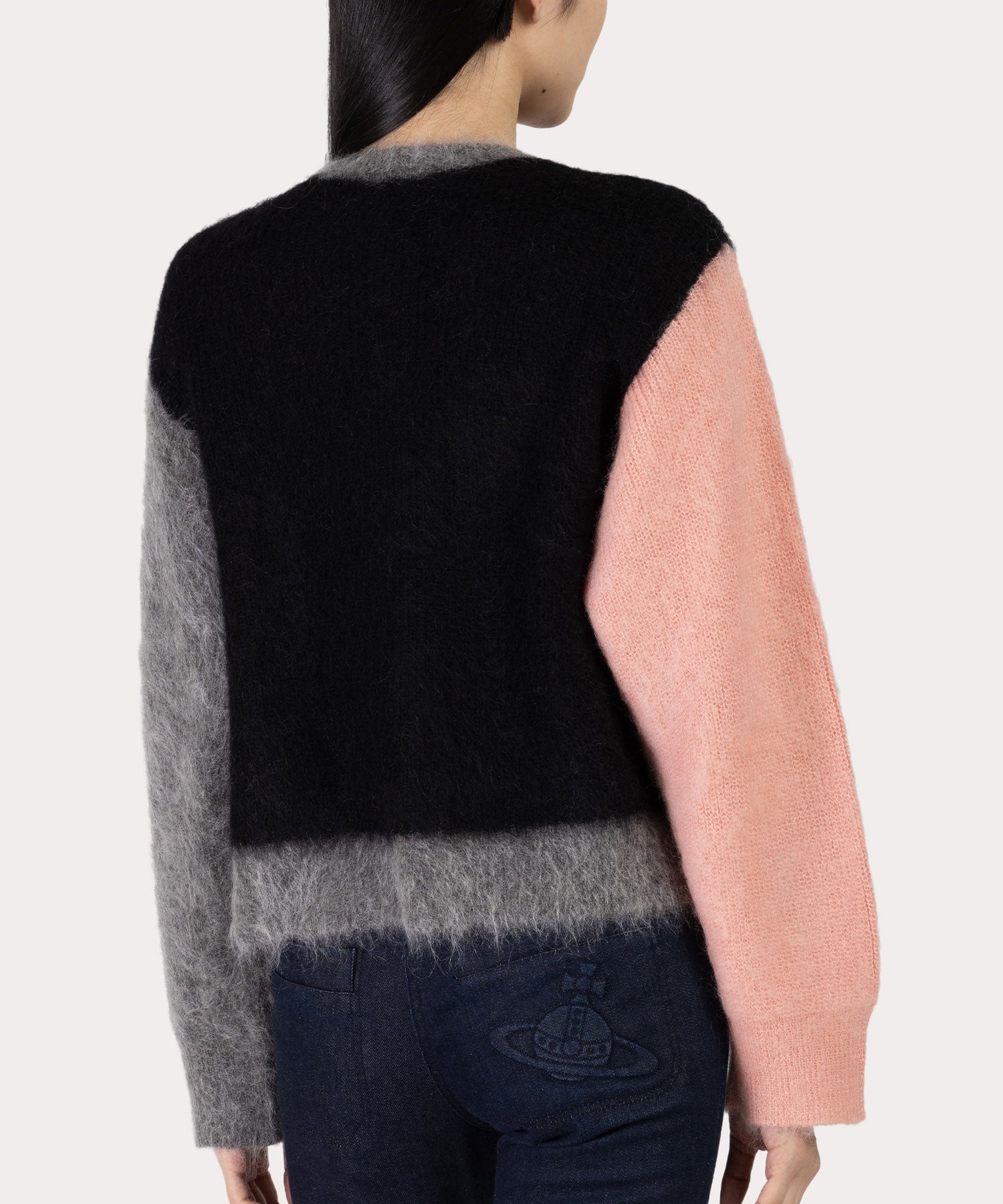 ハートインターシャ ニットカーディガン(ブラック)（レディース