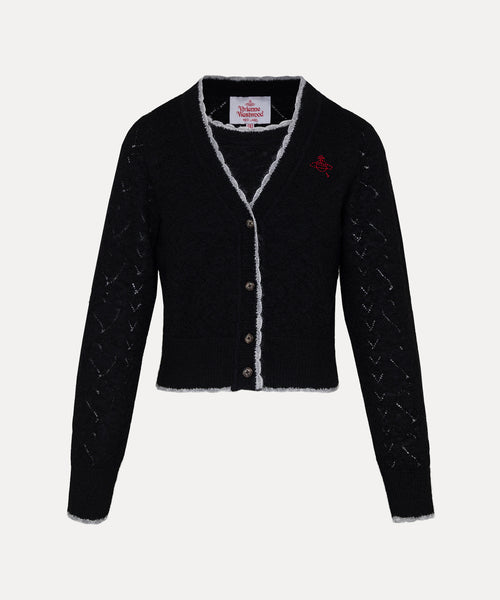 ハートニット レイヤードトップ(ブラック)（レディース）（1612161001