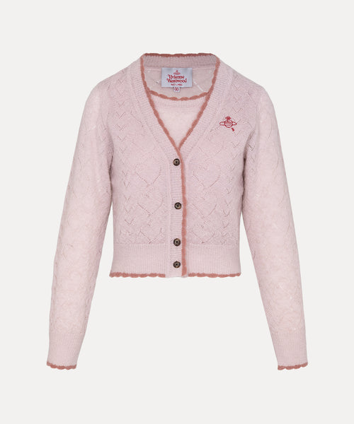 ハートニット レイヤードトップ(ピンク)（レディース）（1612161001