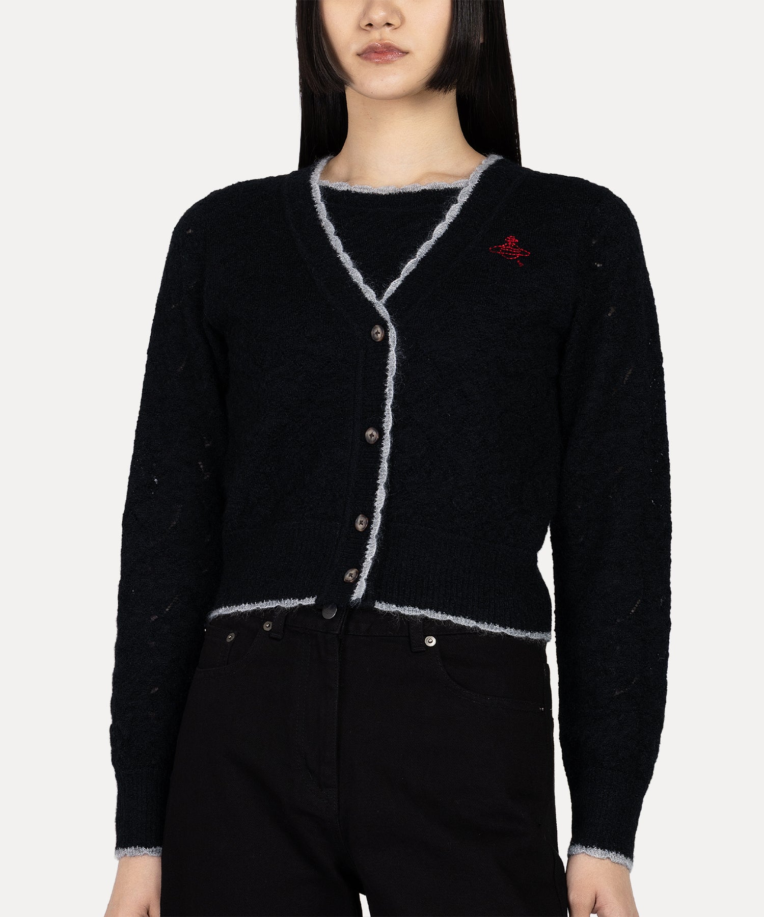 ハートニット レイヤードトップ(ブラック)（レディース）（1612161001