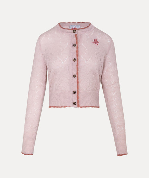 ハートニット クルーネックカーディガン(ピンク)（レディース