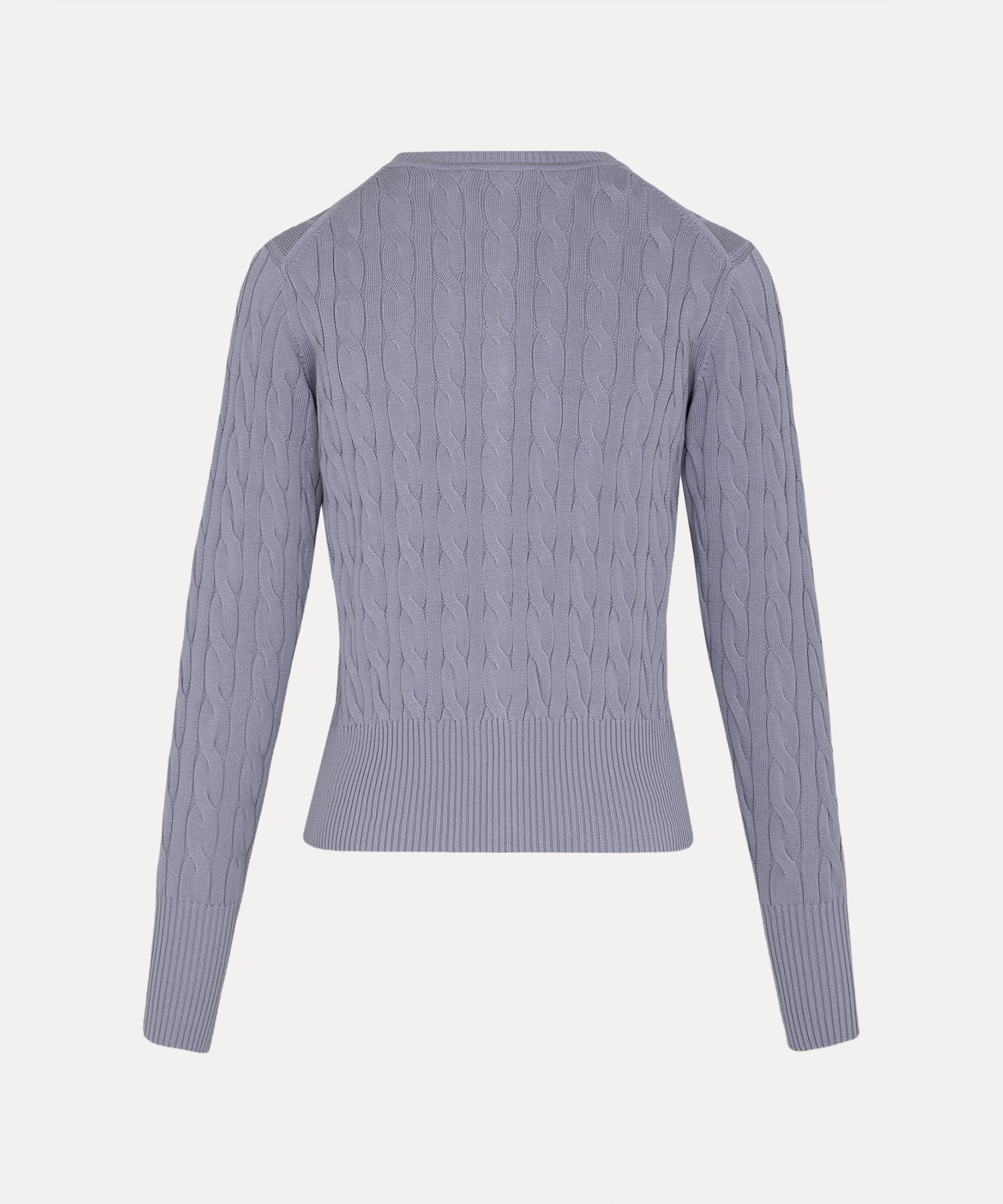 ケーブル クルーネックカーディガン(ライトグレー)（レディース