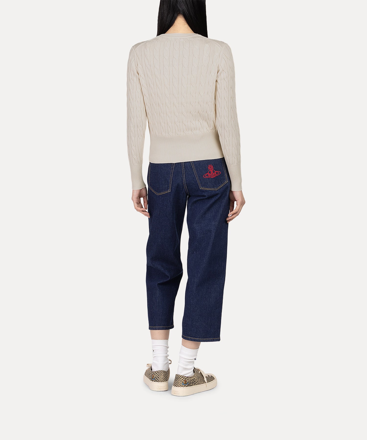 ケーブル クルーネックトップ(オフホワイト)（レディース