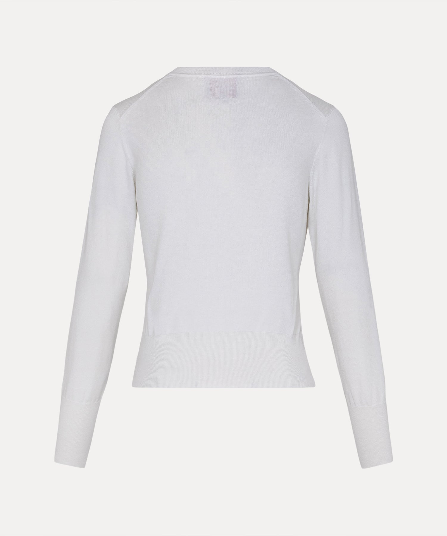 ベーシック クルーネックカーディガン(ホワイト)（レディース