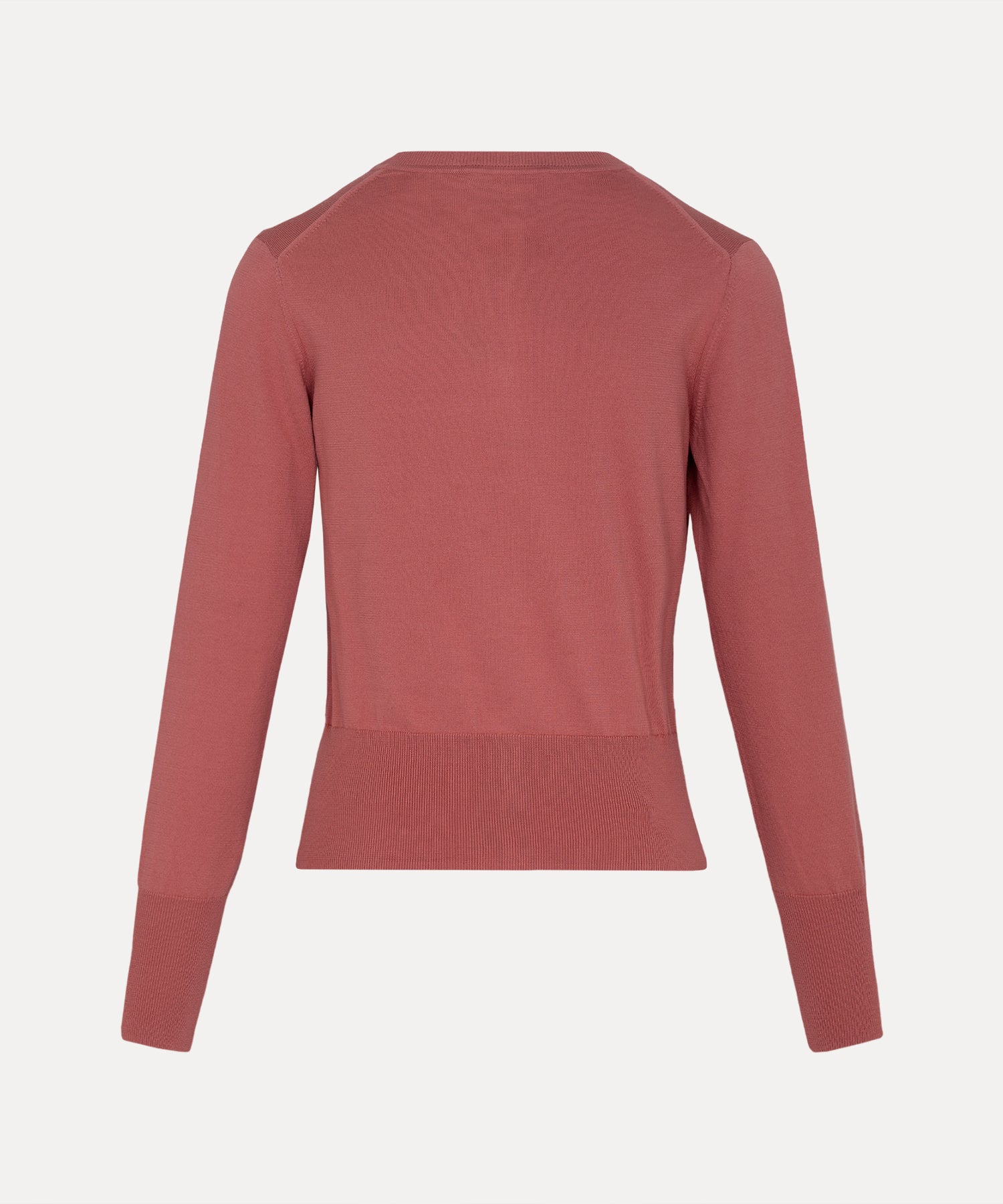 ベーシック クルーネックカーディガン(レッド)（レディース