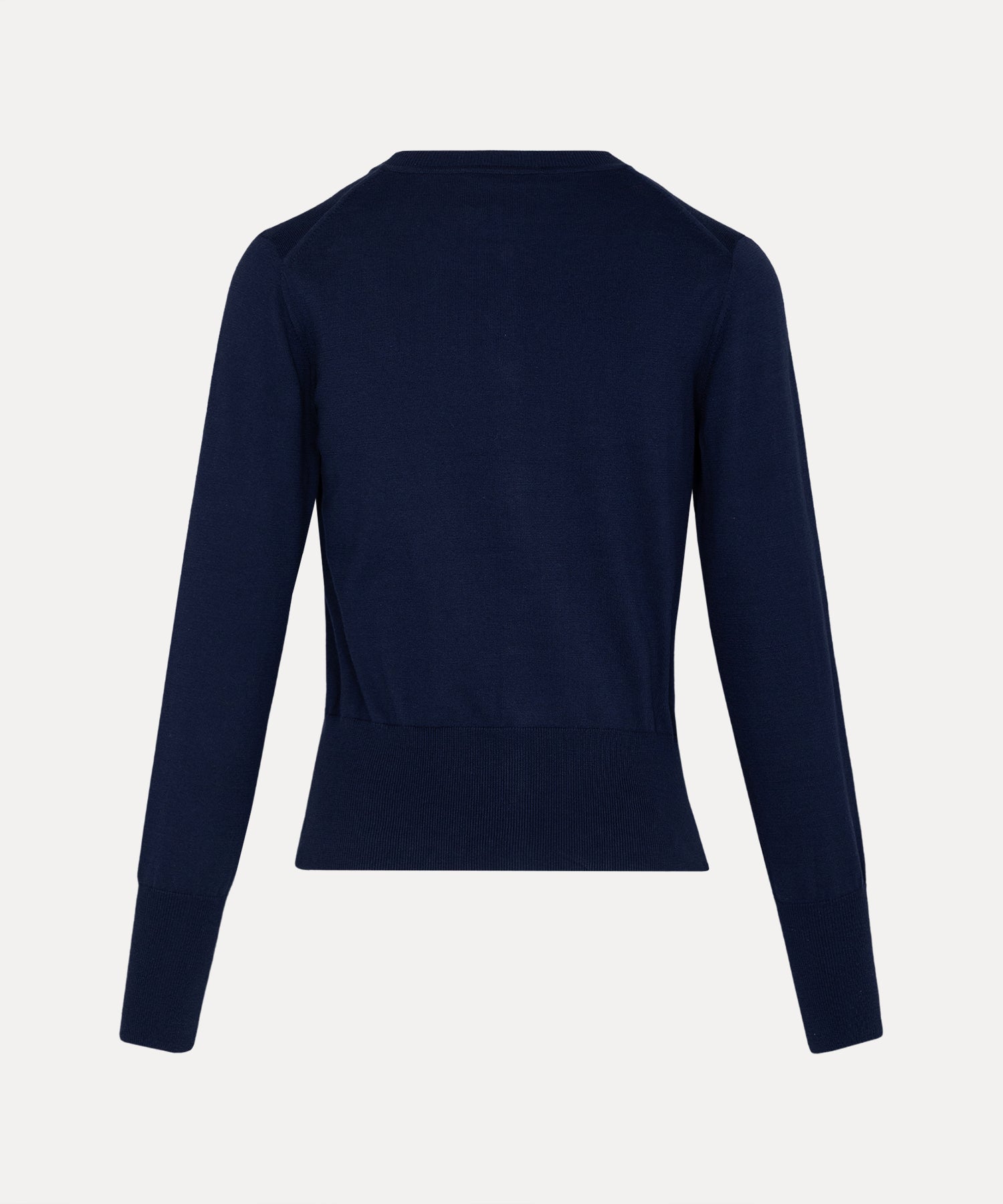 ベーシック クルーネックカーディガン(ブルー)（レディース