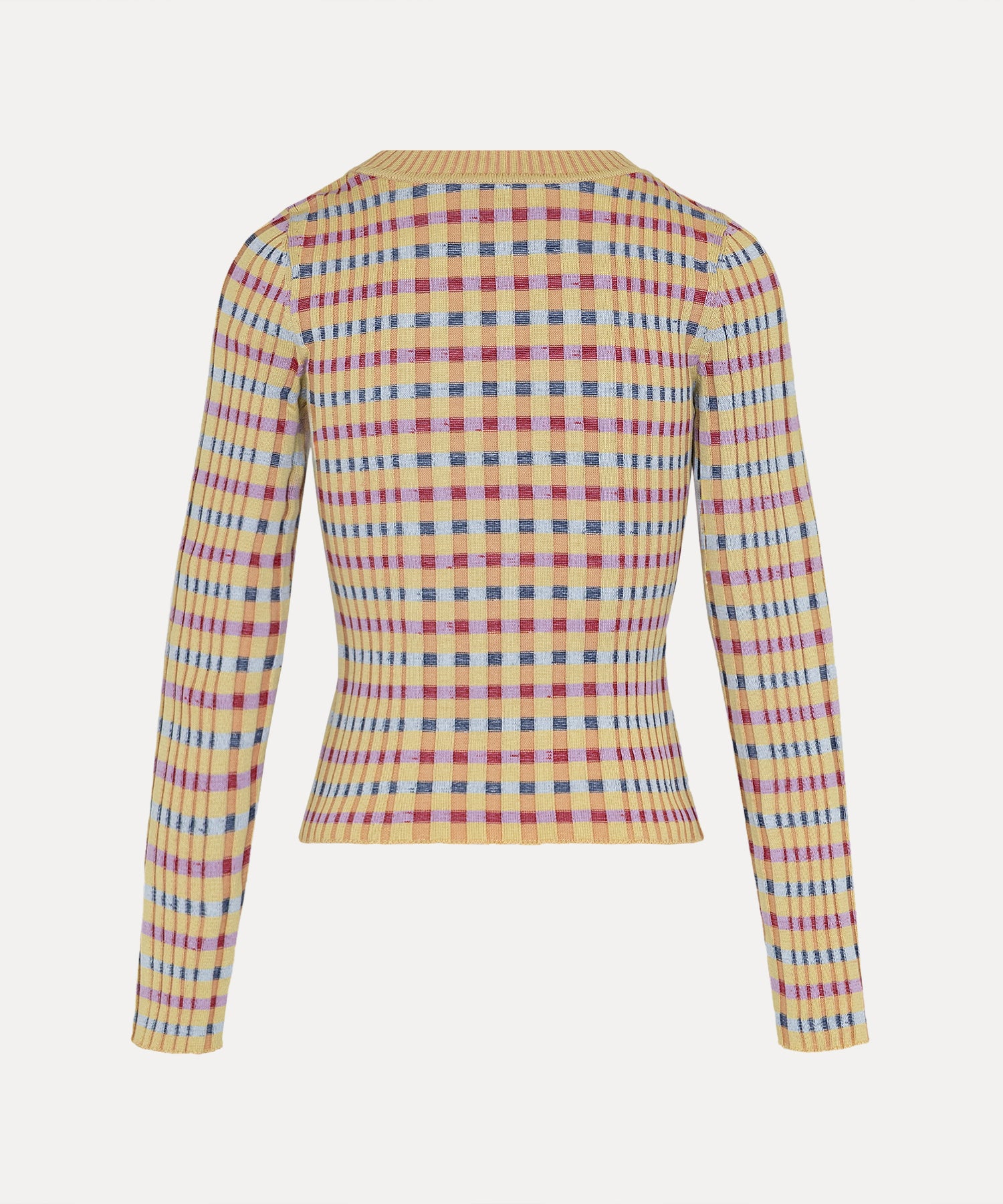 マルチカラーリブニット プルオーバー(イエロー系)（レディース