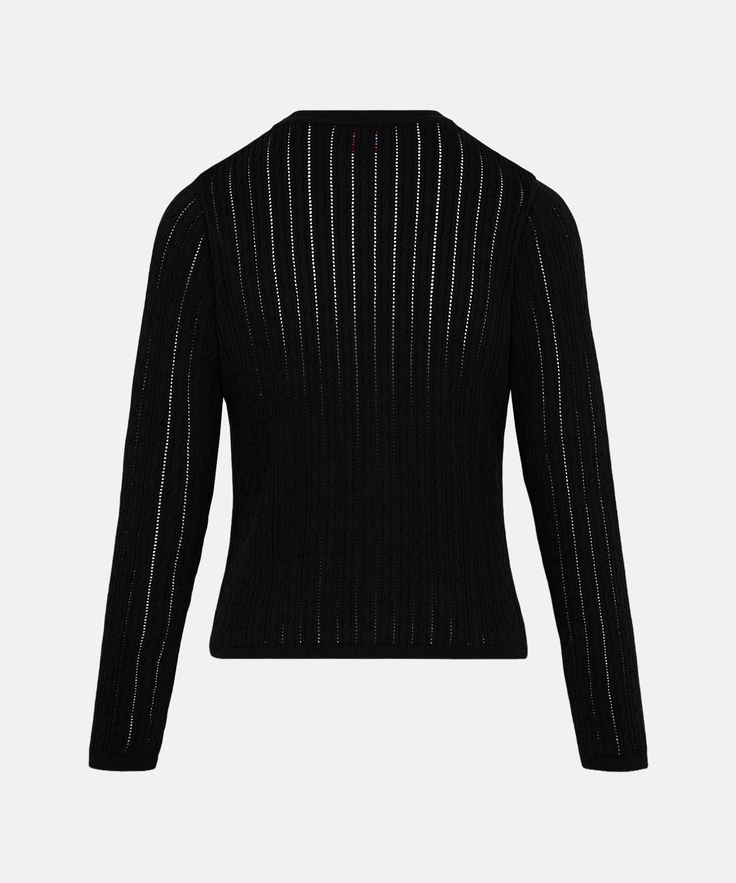 アイレットケーブル クルーネックカーディガン(ブラック)（レディース