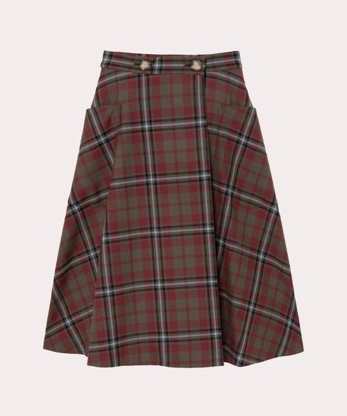TARTAN CHECK ライディングスカート(カーキ)（レディース