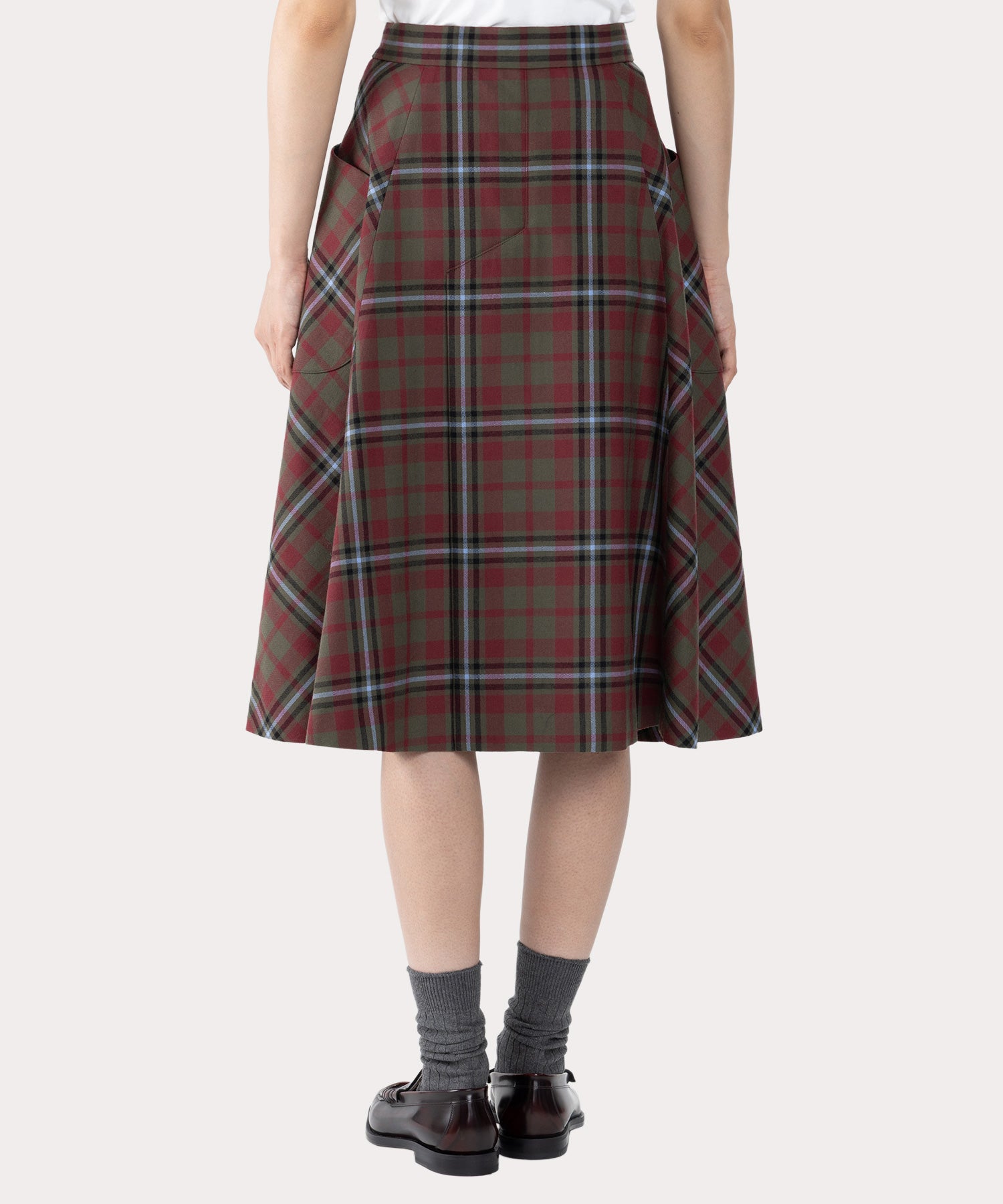 TARTAN CHECK ライディングスカート(カーキ)（レディース