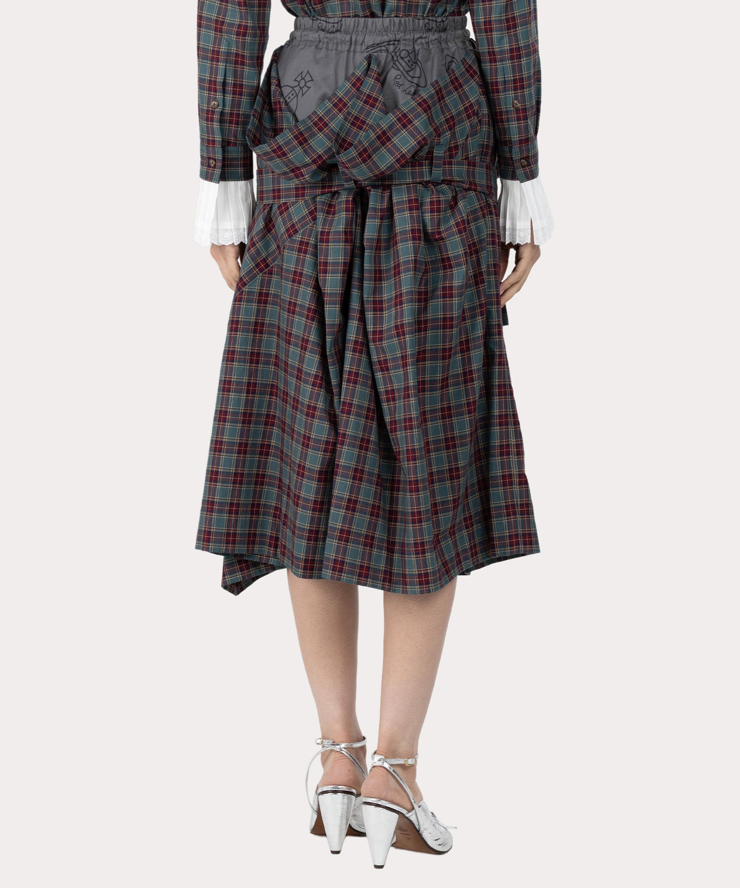 コットンビエラチェック スカート(ブルー系)（レディース