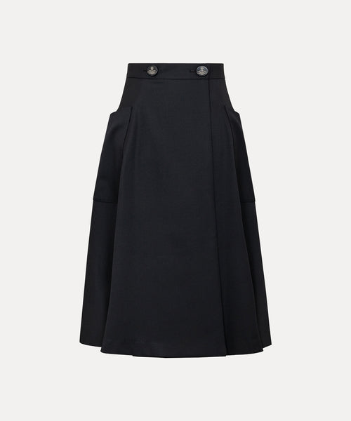 ウールギャバ ライディングスカート(ブラック)（レディース