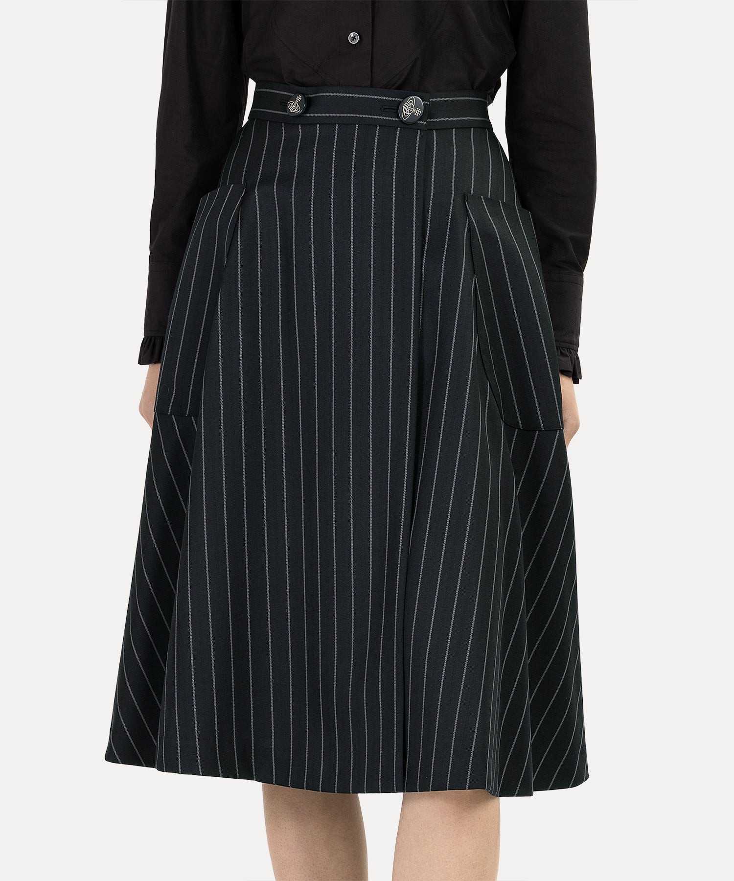 ウールギャバ ライディングスカート(ブラック)（レディース