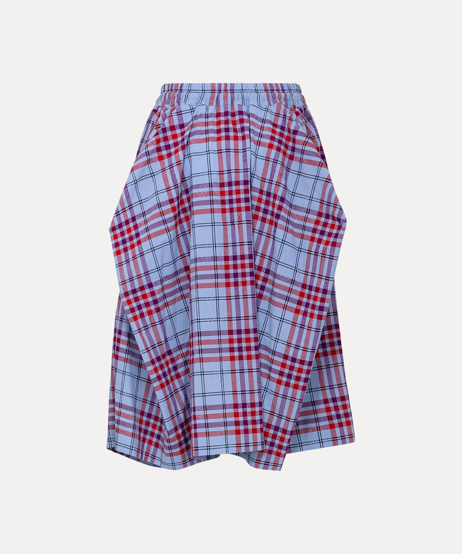 タータンチェック レクタングルスカート(ネイビー)（レディース