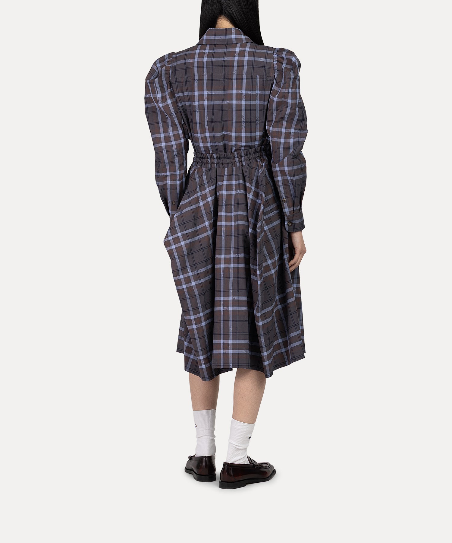 タータンチェック レクタングルスカート(グレー系)（レディース