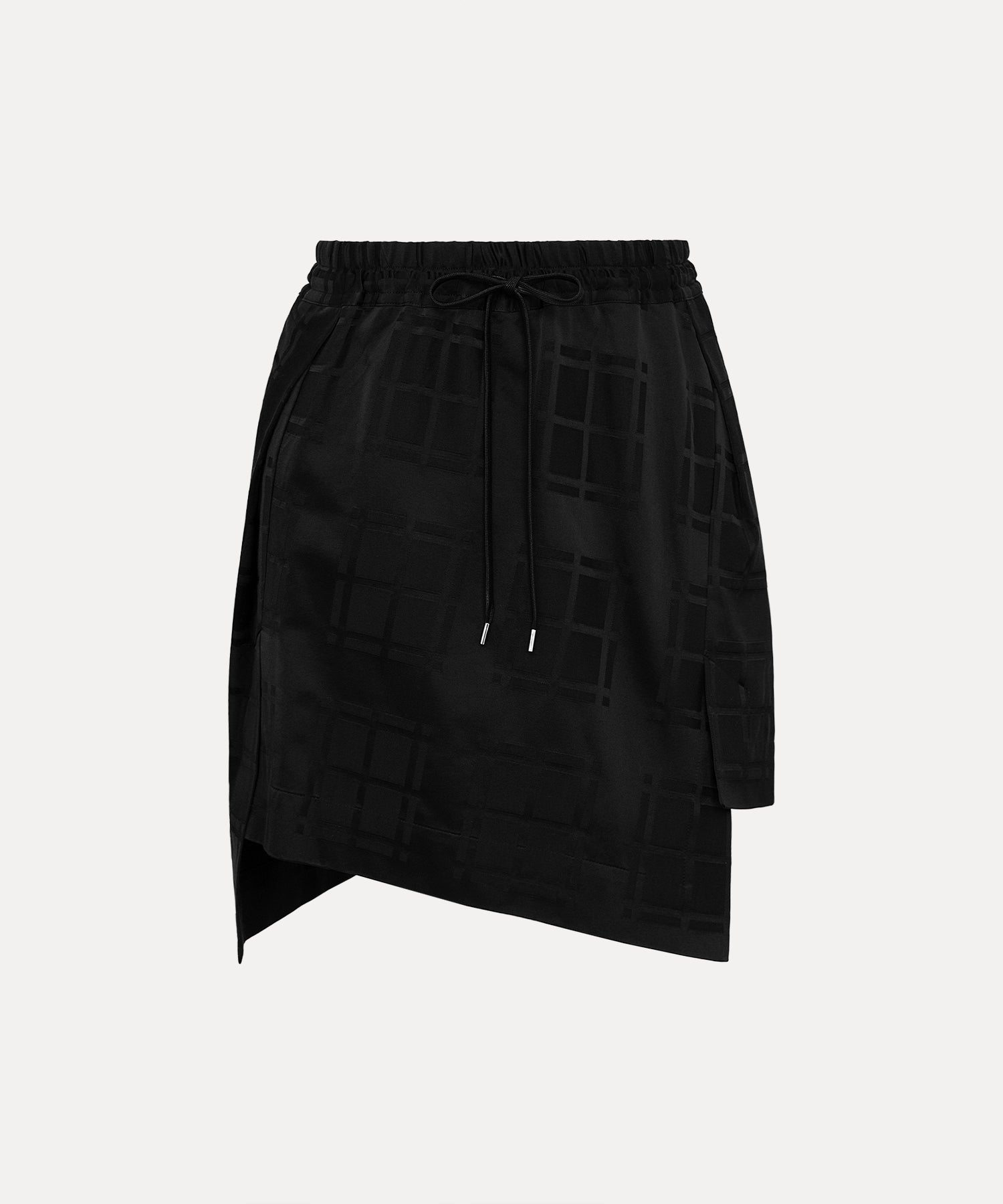 シャドーブライトチェック レクタングルスカート(ブラック