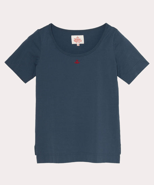 コットン天竺 ベーシックラウンドネックTシャツ(ブルー コットン天竺 ベーシックラウンドネックTシャツ(ブルー