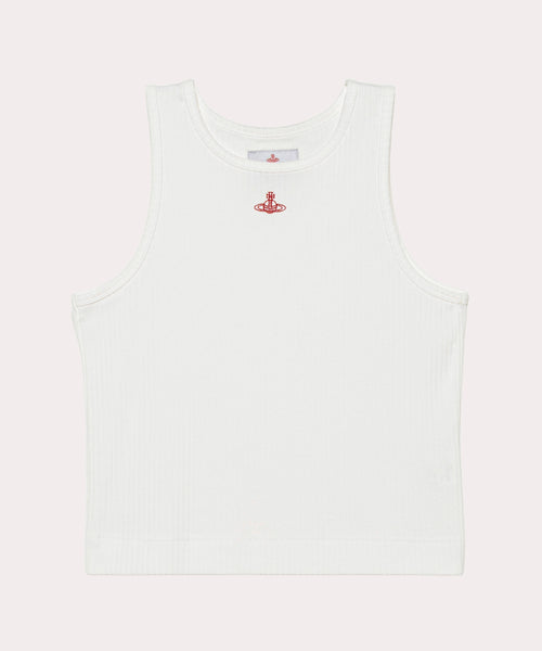 針抜きフライス クロップドキャミソール(ホワイト)（レディース