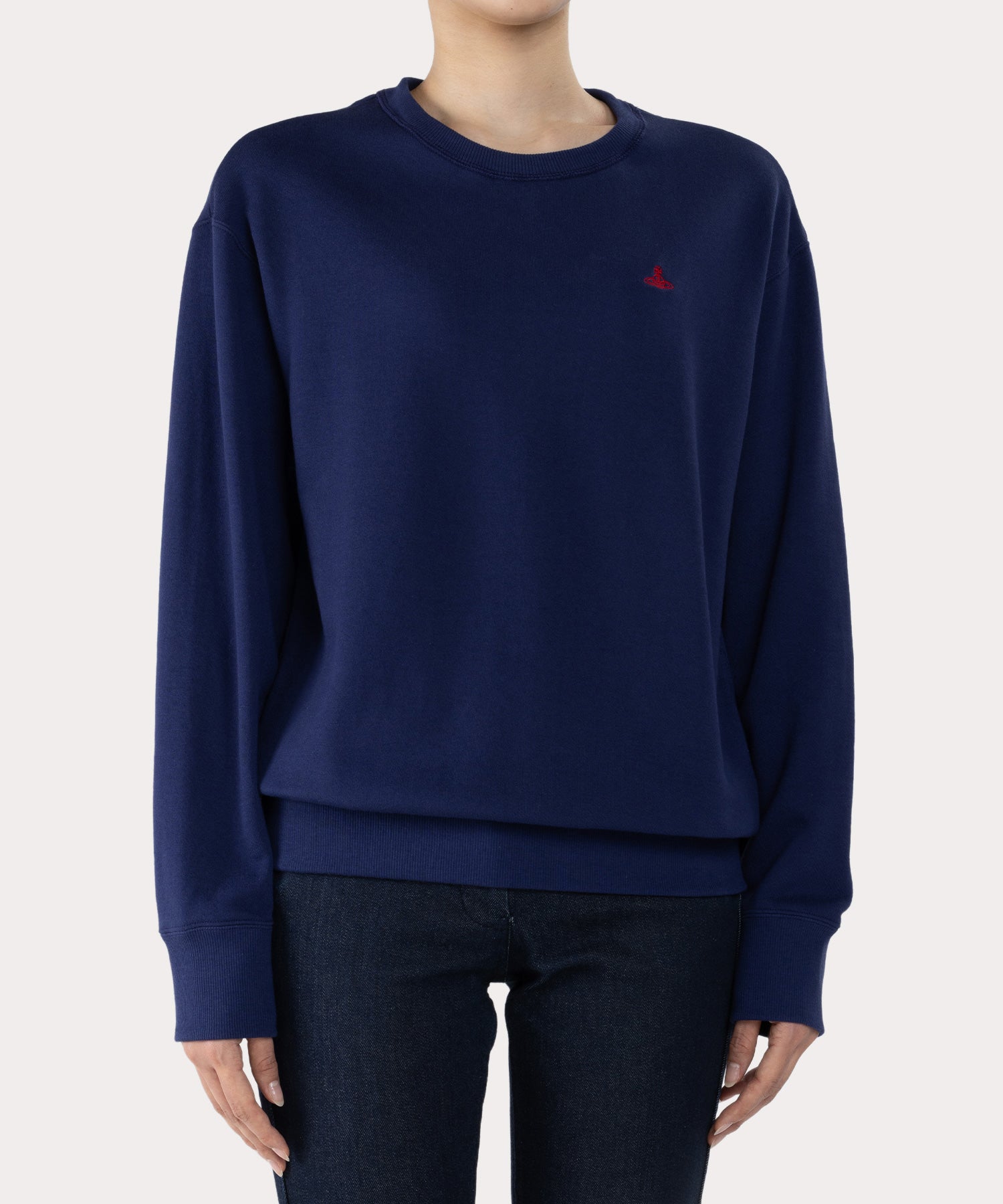 裏毛クルーネック スウェットシャツ(ブルー)（レディース