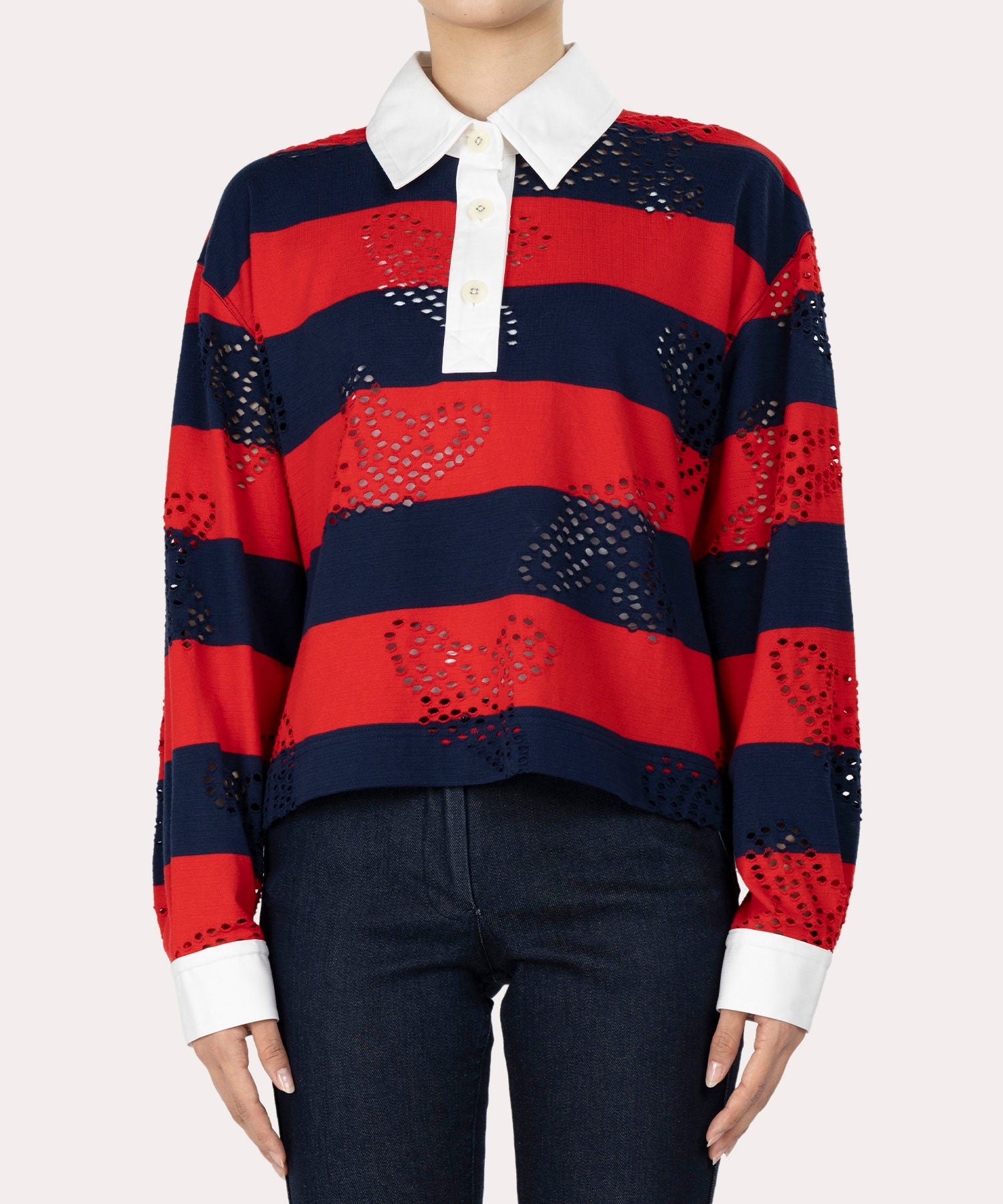 ドットORB ラグビーシャツ(ブルー系)（レディース）（1612352027