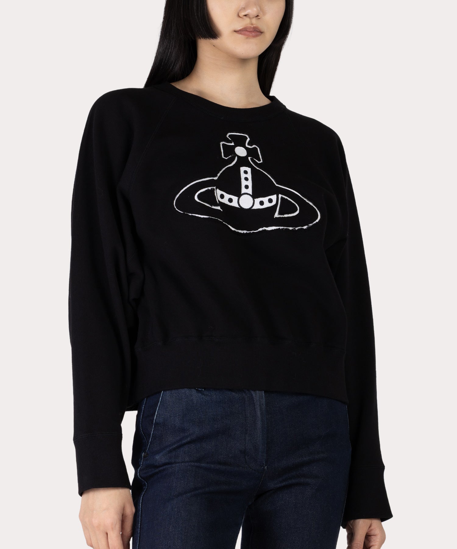 【Vivienne Westwood】ロングスリーブトップス38号 TRICK ORB SWEAT SHIRT バットウィングトップ(ブラック)（レディース