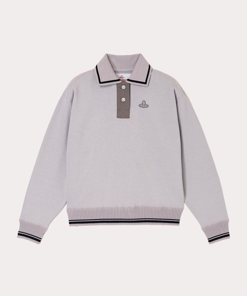 オーガニックBD裏毛 ポロ衿トップ(ライトグレー)（レディース