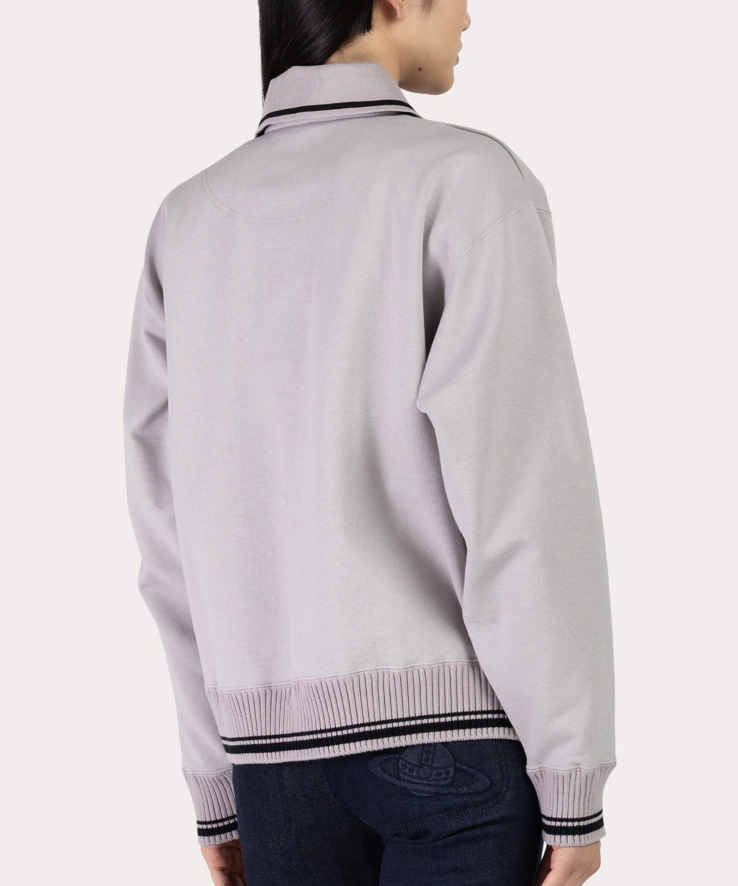 オーガニックBD裏毛 ポロ衿トップ(ライトグレー)（レディース