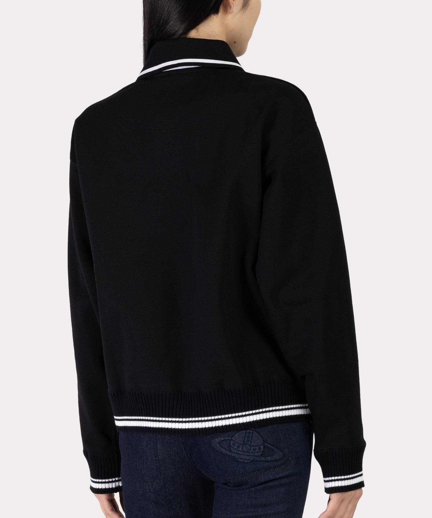 オーガニックBD裏毛 ポロ衿トップ(ブラック)（レディース