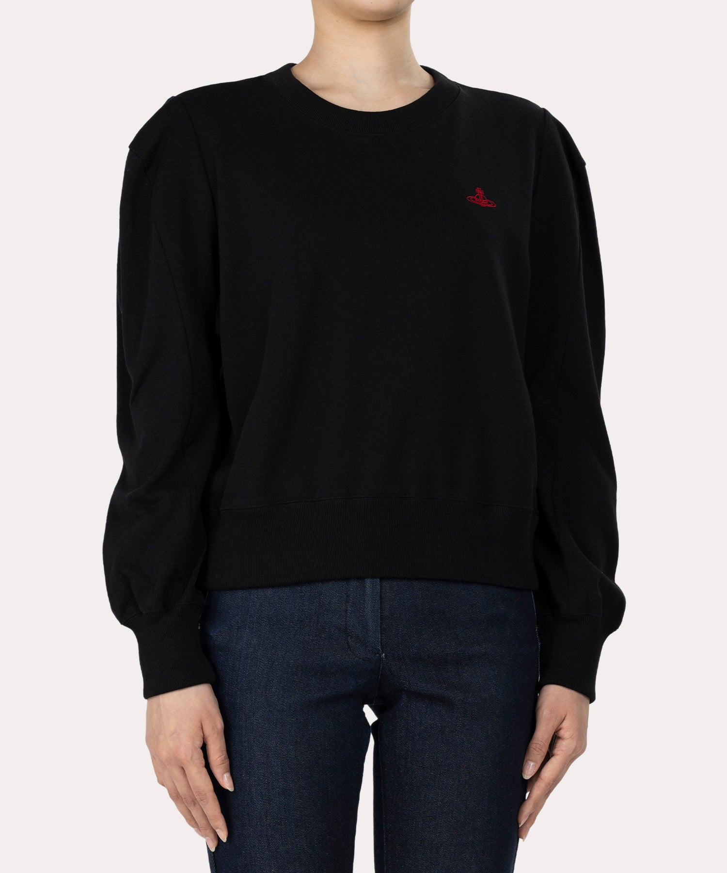 ヘビー天竺 エイリアンスリーブトップ(ブラック)（レディース